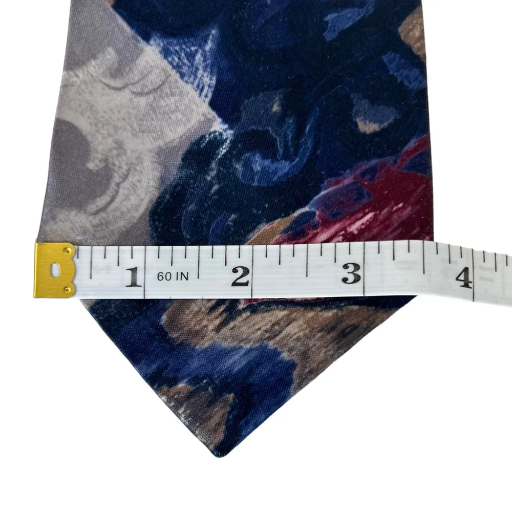 Vintage Botany 500 Mens Tie Navy Silver Burgundy Abstract Print 3.5 in width